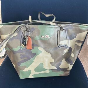 Coach camouflage leather tote